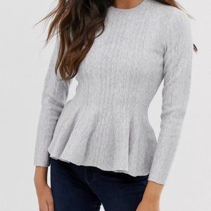 Ted Baker Peplum Jumper Sweater Gray Size
